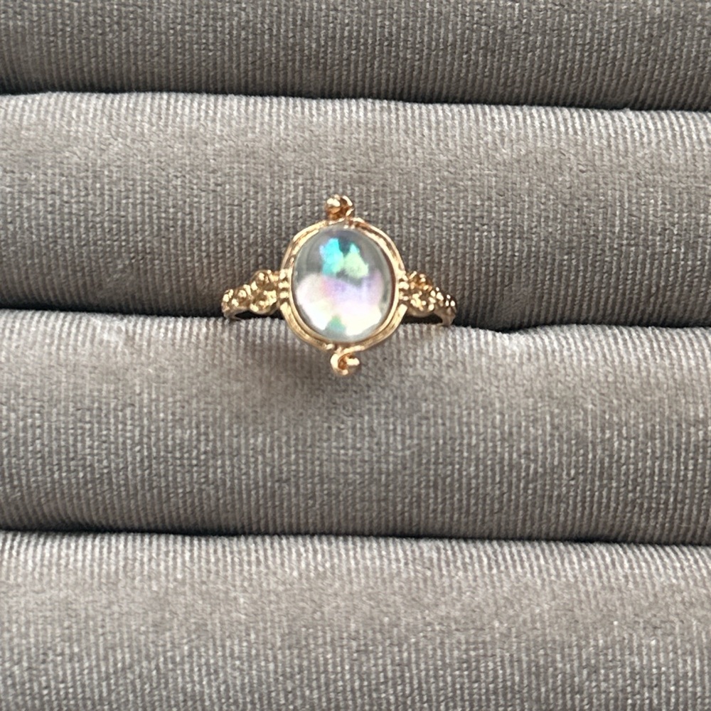 Gold-Tone moonstone looking Ring - Women Jewelry